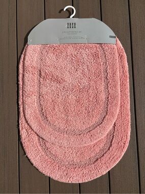 Harper House 2 pc Bath Shower Bathroom Oval Rug Set Bridal Rose